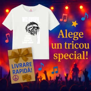 Tricou wiz khalifa alb contur, muzica Pop / Country), Dama | Barbat | Copii - Img 11