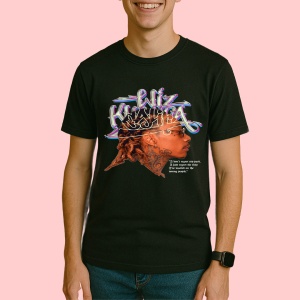 Tricou Wiz Khalifa Profil lateral cu par impletit si ochelari, muzica Hip-Hop / Trap, Dama | Barbat | Copii, Culoare Negru