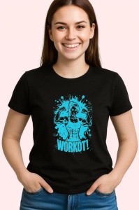 Tricou Workout Fata Muschi Albastra, Copii | Dama | Barbat, culoare negru - Img 4