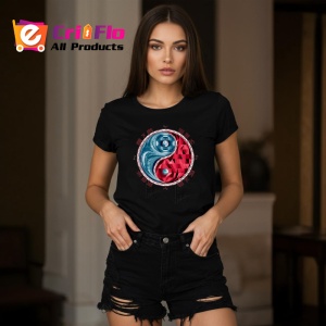 Tricou Yin Yang Rosu Albastru Stil Japonez, Copii | Dama | Barbat, culoare negru - Img 10