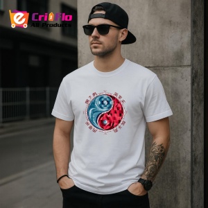 Tricou Yin Yang Rosu Albastru Stil Japonez, Copii | Dama | Barbat - Img 4