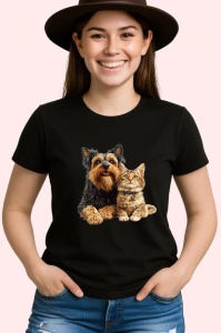 Tricou Yorkshire Terrier si pisica roscata prieteni inseparabili Copii | Dama | Barbat Barbat - Img 7
