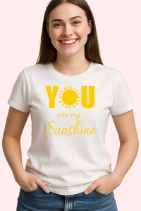 Tricou You Are My Sunshine Soare Galben Design Cald, din bumbac 100% , tricou alb pentru Copii | Dama | Barbat