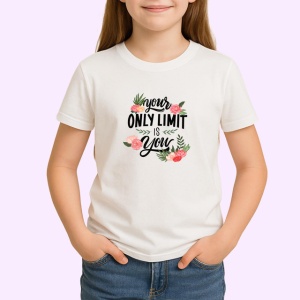 Tricou Your Only Limit Is You Design Floral Roz V1, din bumbac 100% , tricou alb pentru Copii | Dama | Barbat