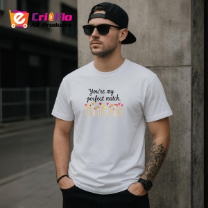 Tricou Youre My Perfect Match Design Minimalist V1, din bumbac 100% , tricou alb pentru Copii | Dama | Barbat - Img 8