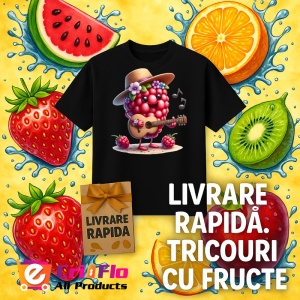 Tricou Zmeura amuzanta de vara cantaret, Fructe, Copii | Dama, culoare negru - Img 12
