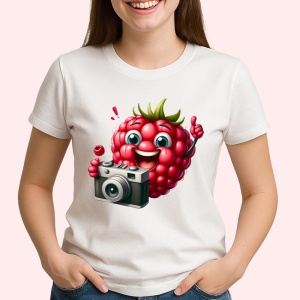 Tricou Zmeura amuzanta de vara fotograf, Fructe, Copii | Dama - Img 2
