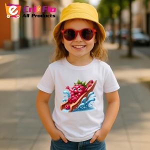 Tricou Zmeura amuzanta de vara in topogan, Fructe, Copii | Dama - Img 4