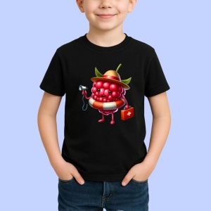 Tricou Zmeura amuzanta de vara salvamar, Fructe, Copii | Dama, culoare negru