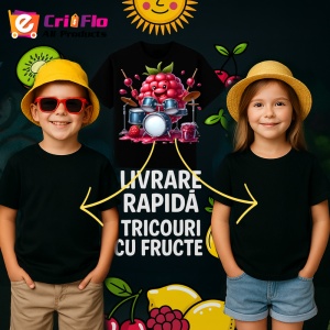Tricou Zmeura amuzanta de vara tobosar, Fructe, Copii | Dama, culoare negru - Img 6