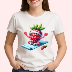 Tricou Zmeura amuzanta de vara yoga, Fructe, Copii | Dama - Img 2