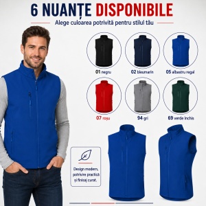 Vestă Bărbați tip Jachetă fără Mâneci, Softshell cu Fermoar – Trail 568