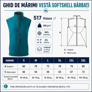 Vestă Bărbați tip Jachetă fără Mâneci Softshell, Elastică și Călduroasă – Vision 517 - Img 4