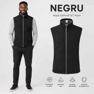 Vestă Bărbați tip Jachetă fără Mâneci Softshell, Elastică și Călduroasă – Vision 517 - Img 14