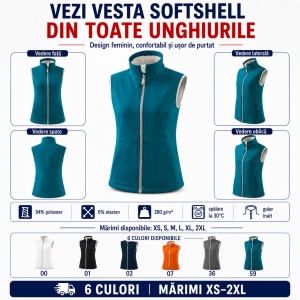 Vestă Damă tip Jachetă Softshell fără Mâneci, Elastică și Călduroasă – Vision 516 - Img 9