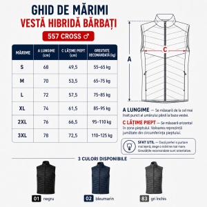Vestă Hibridă Bărbați Matlasată cu Fermoar, Softshell, Windproof – Cross 557 - Img 4