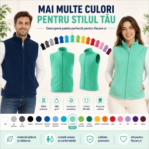 Vestă Polar Fleece Unisex Damă Bărbat Călduroasă cu Fermoar Malfini Next 518 - Img 8