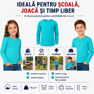 Bluză copii cu mânecă lungă FIT-T LS 121 – 100% bumbac, fete și băieți - Img 9