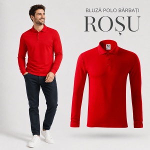 Bluză cu guler polo tip Tommy pentru bărbați, mânecă lungă, 65% bumbac - Img 20