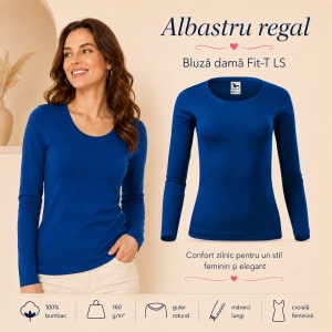 Bluză Damă cu Mânecă Lungă, 100% Bumbac, 169 Fit-T LS, slim fit cambrat – 14 Culori, XS–3XL - Img 19