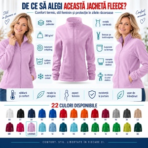 Bluză Damă Tip Jachetă Fleece Hanorac cu Fermoar, Cambrată și Călduroasă - Img 3