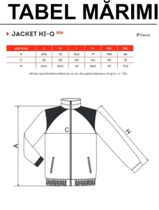 Bluză Groasă - Jacheta Polar Bărbat tabel marimi dimensiuni