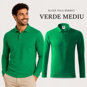 Bluză polo bărbați Malfini Pique Polo LS 221, mânecă lungă, 65% bumbac, 200 g/m² - Img 20