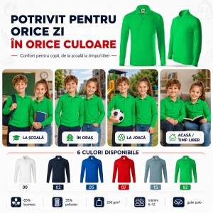 Bluză Polo Copii Simplă pentru Uniforma Școlară - Img 6