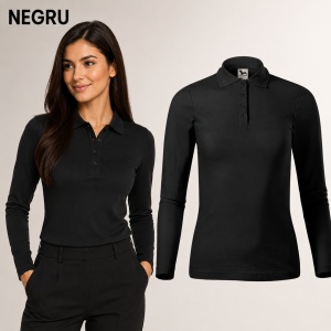 Bluză Polo Damă cu Mânecă Lungă Malfini, Croială Cambrată, Guler Polo Raiat, 4 Nasturi, 10 Culori, Mărimi XS–2XL - Img 18