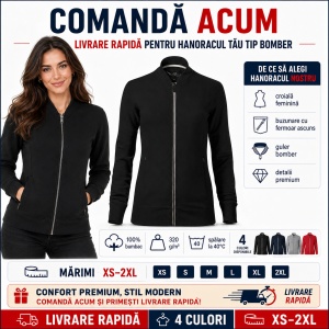 Bluza Premium Damă Tip Bomber cu Fermoar Malfini 454 – 320 g/m² - Img 5