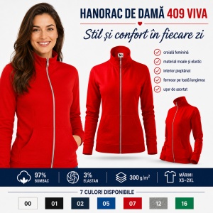 Bluză tip Hanorac Damă fără Glugă cu Fermoar Malfini 409 Viva – 300 g/m² - Img 6