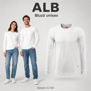 Bluză Unisex Damă și Bărbat Rimeck 130 Street LS, Bicoloră, Mâneci Lungi Raglan, 100% Bumbac, 180 g/m², S–4XL - Img 11