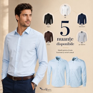 Cămașă bărbați cu mânecă lungă Malfini Premium 262 Dynamic, croială cambrată, guler clasic, 60% bumbac și 40% poliester - Img 6