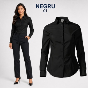 Cămașă damă tip office Malfini 229 Style LS, 100% bumbac, croială feminină și mânecă lungă - Img 14