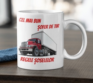 Cana alba personalizata cu mesajul - Cel mai bun Sofer Camion - Cadou
