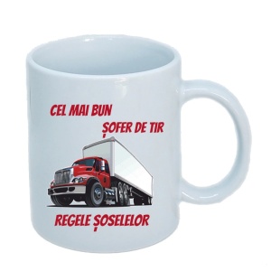 Cana alba personalizata cu mesajul - Cel mai bun Sofer Camion - Cadou - Img 2
