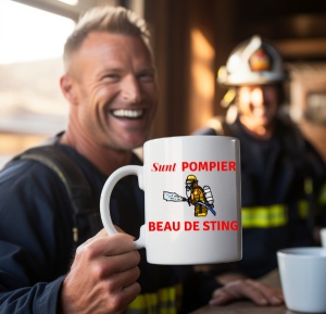 Cana haioasa personalizata cu textul Sunt Pompier ! Beau de sting ! - Img 2