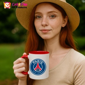 Cana Paris Saint Germain Franta , cu logoul stema echipei, Cadoul Perfect - Img 48