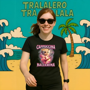 Cappuccina Ballerina Pink ** Tricou Tralalero Tralala Copii | Dama | Barbat - Img 11