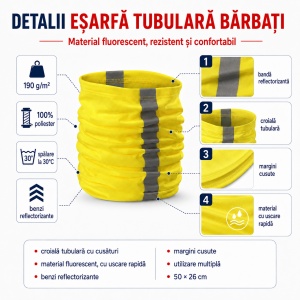 Eșarfă Tubulară Bărbați Reflectorizantă, Fluorescentă și Multifuncțională – HV Twister 3V8 - Img 2