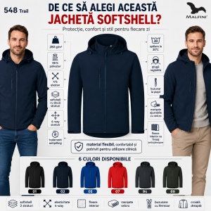 Geacă Bărbați tip Jachetă Softshell cu Glugă, Elastică și Modernă – Trail 548 - Img 3