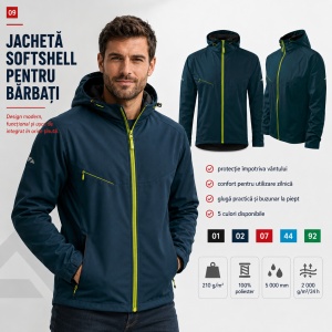 Geacă Bărbați tip Jachetă Softshell cu Glugă, Impermeabilă și Rezistentă la Vânt – Cool 515 - Img 6