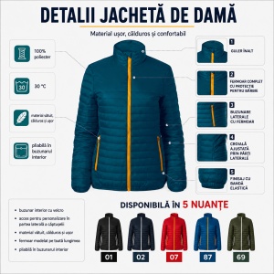 Geacă Damă tip Jachetă Matlasată, Ușoară și Călduroasă – Phantom 541 - Img 2