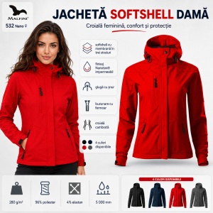 Geacă Damă tip Jachetă Softshell cu Glugă, Impermeabilă și Elastică – Nano 532 - Img 10