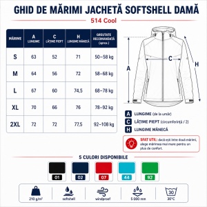Geacă Damă tip Jachetă Softshell cu Glugă, Impermeabilă și Rezistentă la Vânt – Cool 514 - Img 4
