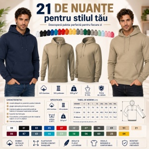 Hanorac Bărbat Malfini Cape 413, 65% Bumbac, 320 g/m², Glugă cu Șnur, Buzunar Marsupiu, 21 Nuanțe, Mărimi S–5XL - Img 7