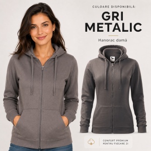 Hanorac Damă cu Fermoar și Glugă Malfini 411 Trendy Zipper – 300 g/m² - Img 18