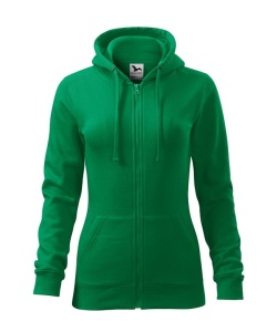 Hanorac dama tip bluza cu fermoar si 2 buzunare de culoare verde deschis