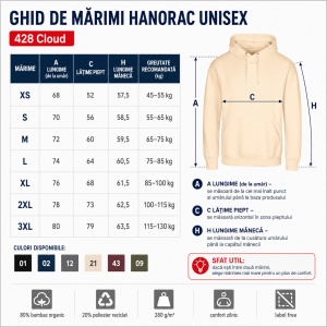 Hanorac unisex cu glugă pentru damă și bărbat, bumbac organic, 280 g/m² - Img 4