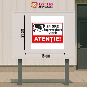 Indicator 24 ore supraveghere video atentie, Sticker autocolant - Img 2